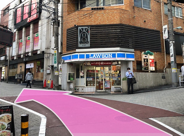 ⑤ローソンを右手に道なりへ